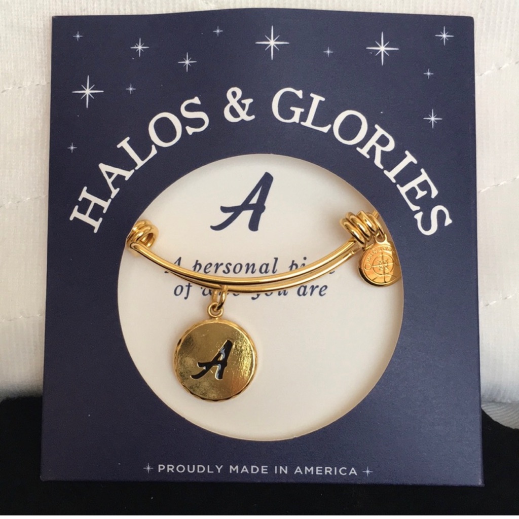 Halos & Glories Initial “A” Expandable Bangle Bracelet Nwt